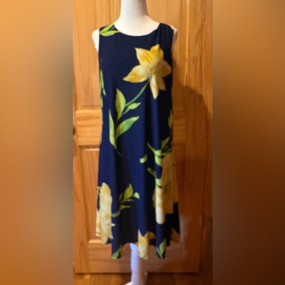 Anne Klein sleeveless floral print dress women’s L